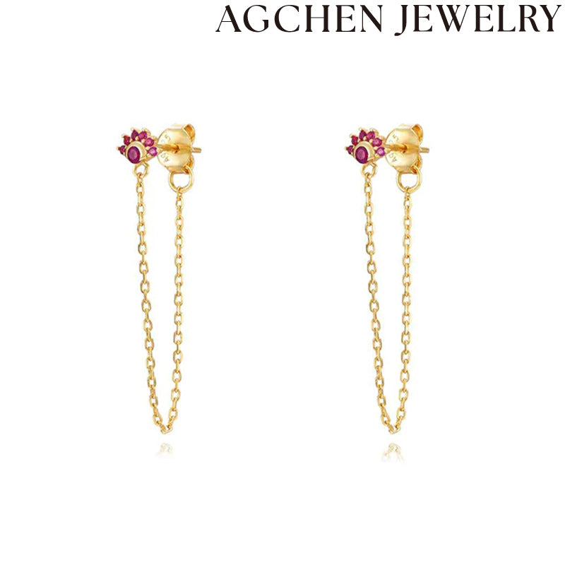 AG Floral Zirconia Chain Earrings
