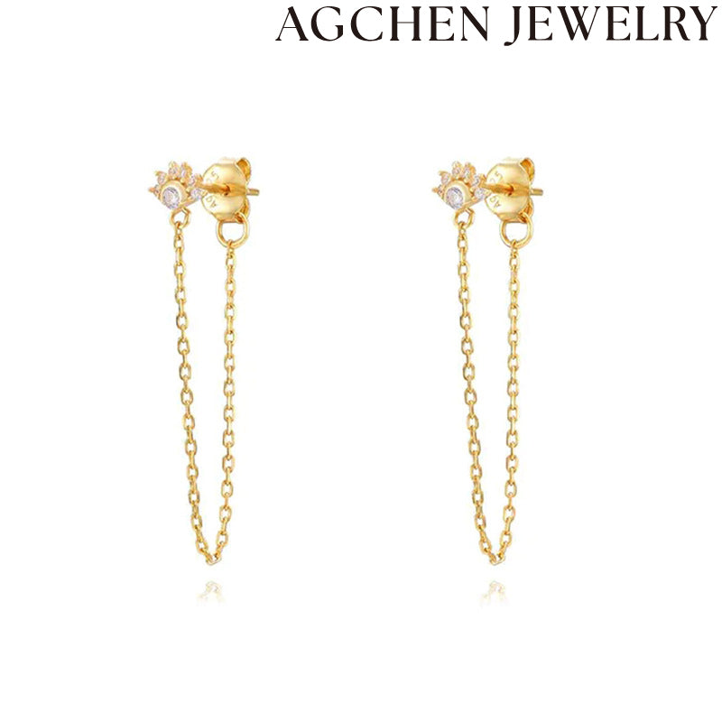 AG Floral Zirconia Chain Earrings