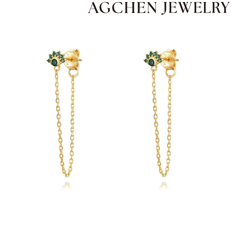 AG Floral Zirconia Chain Earrings