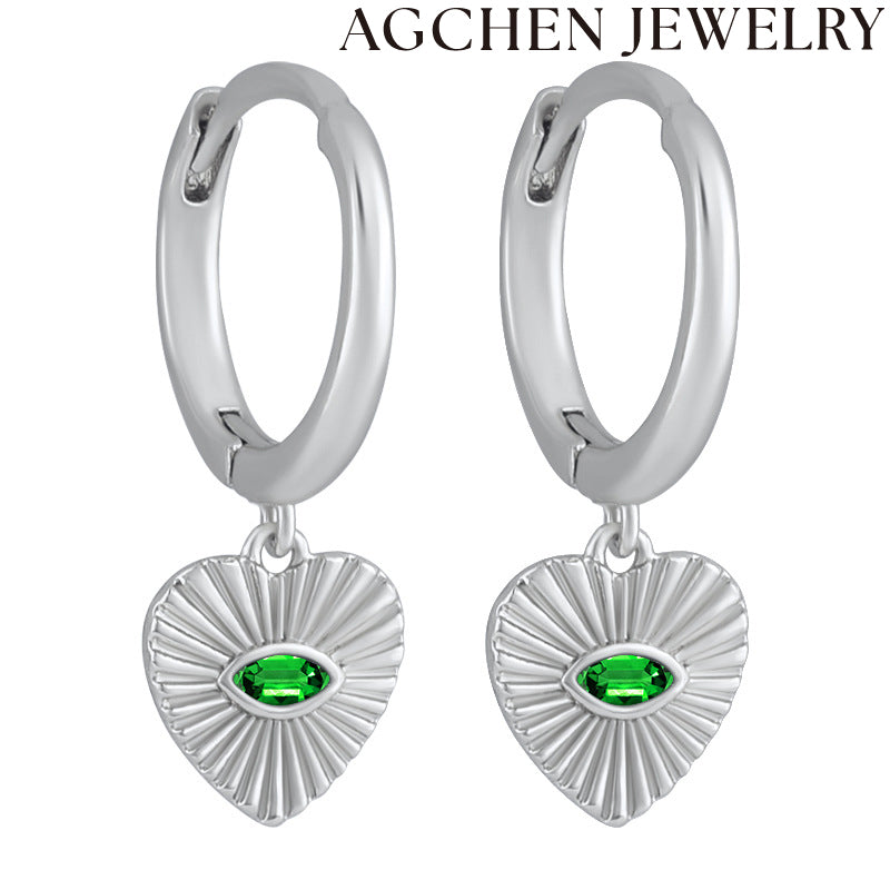 AG Green Zirconia Heart Earrings