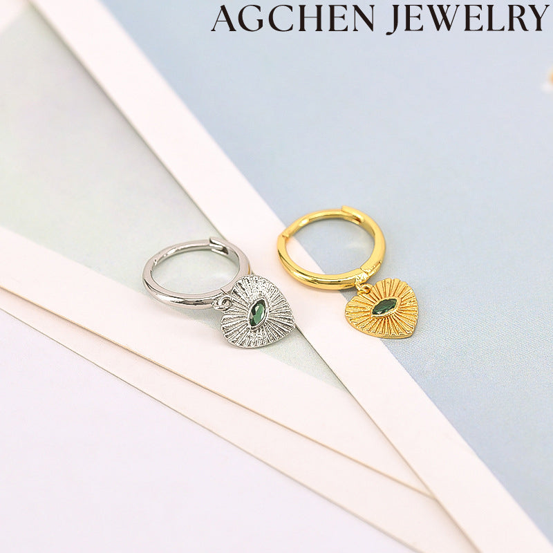 AG Green Zirconia Heart Earrings