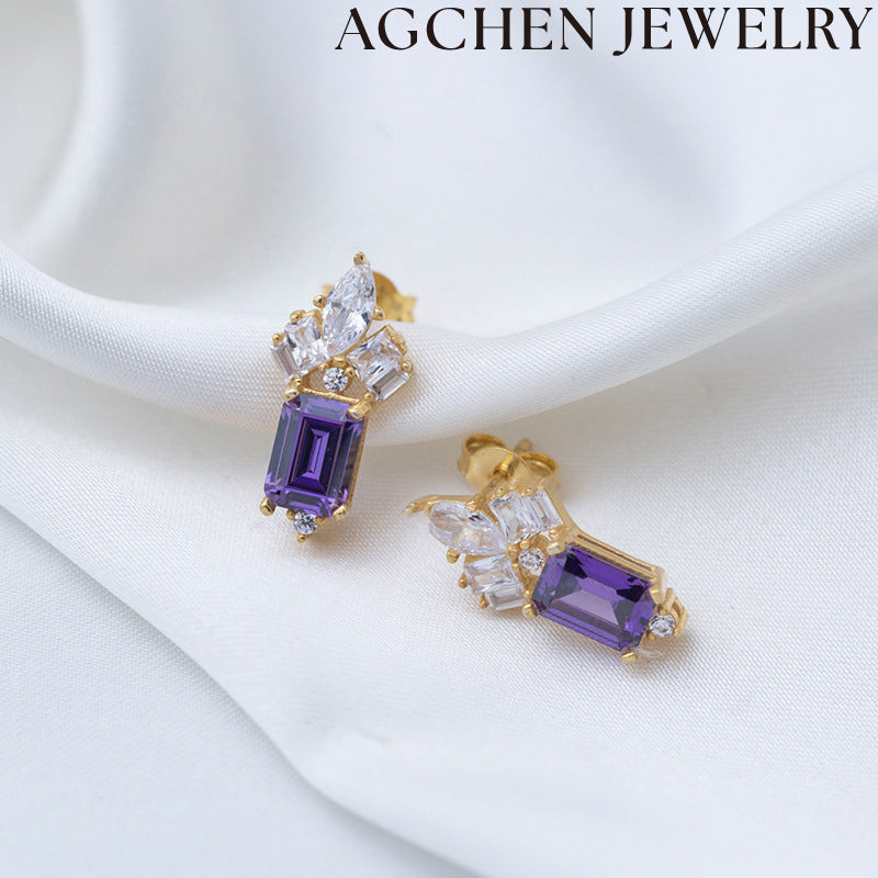 AG Square Zirconia Hoop Earrings