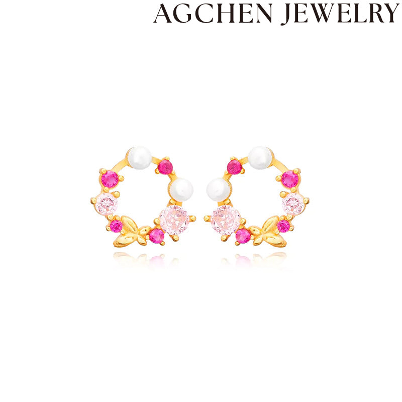 AG Zirconia and Pearl Earrings