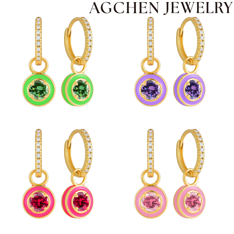 AG Adorable Colorful Enamel and Zirconia Earrings
