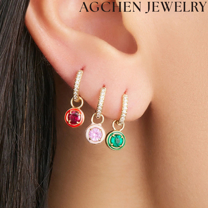 AG Adorable Colorful Enamel and Zirconia Earrings