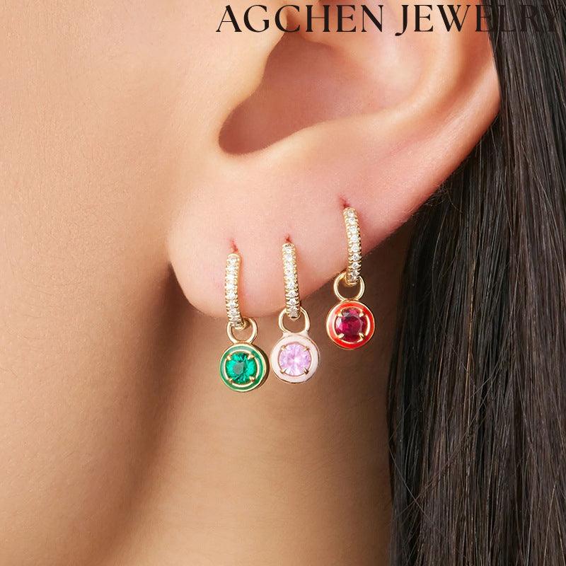 AG Adorable Colorful Enamel and Zirconia Earrings