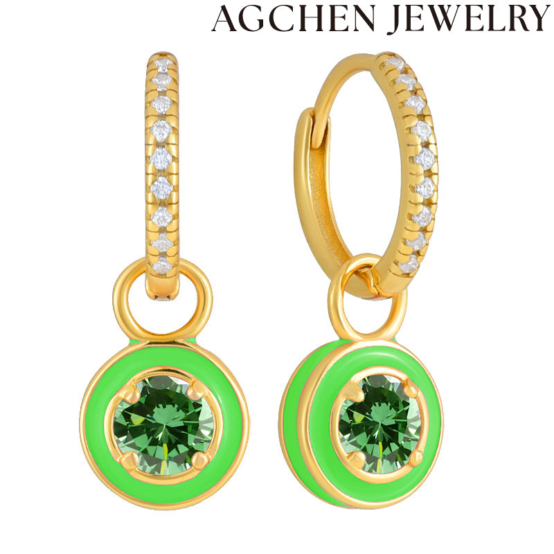 AG Adorable Colorful Enamel and Zirconia Earrings