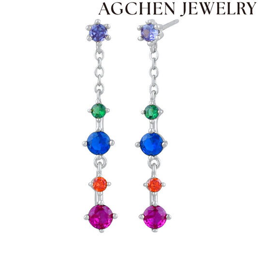AG Colorful Zirconia Stud Earrings