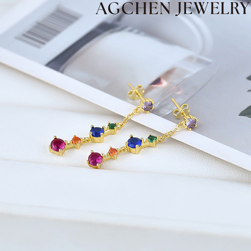 AG Colorful Zirconia Stud Earrings