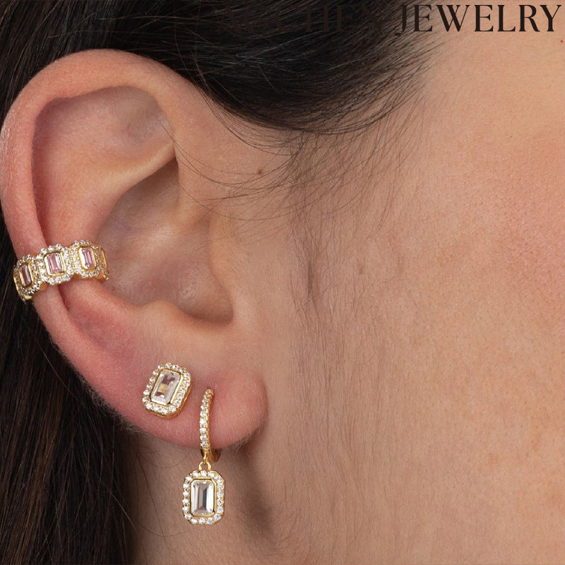 AG Square Zirconia Earrings