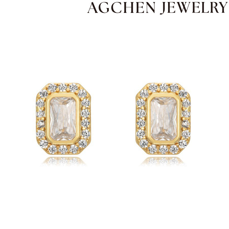 AG Square Zirconia Earrings
