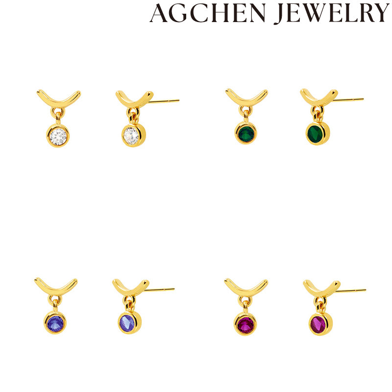 AG Minimalist Round Zirconia Earrings