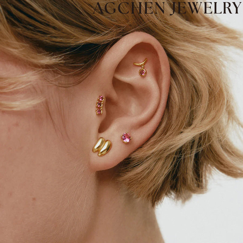 AG Minimalist Round Zirconia Earrings