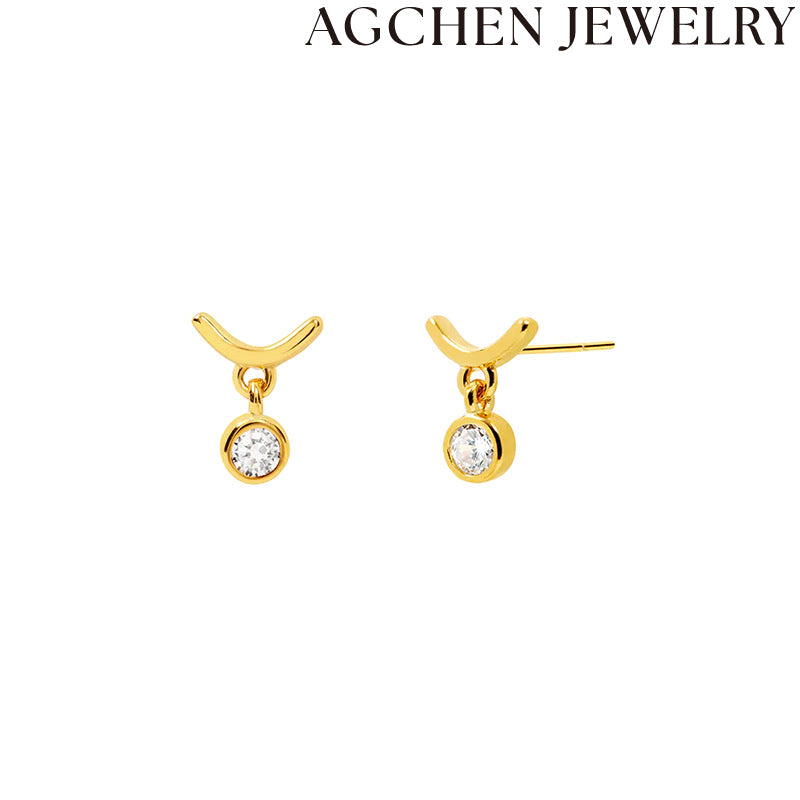AG Minimalist Round Zirconia Earrings