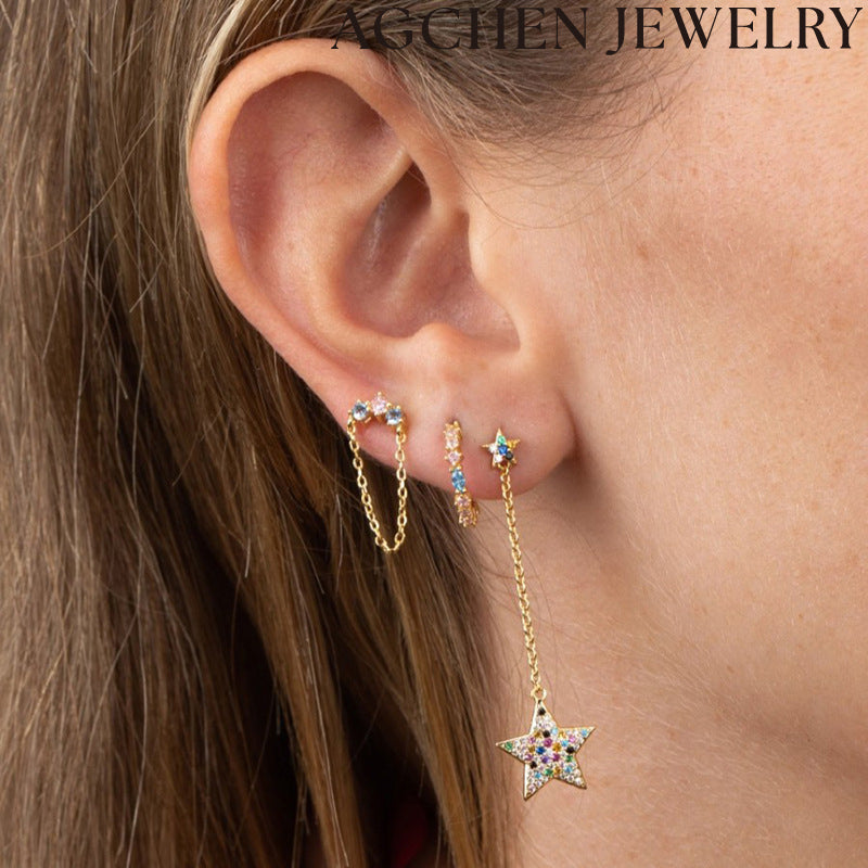AG Light Blue and Light Pink Zirconia Earrings