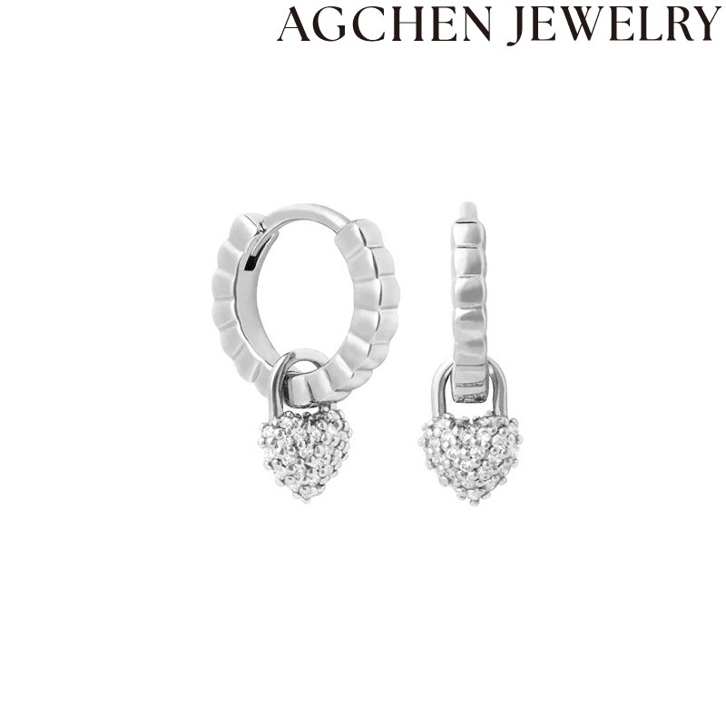 AG Heart-Shaped Zirconia Earrings