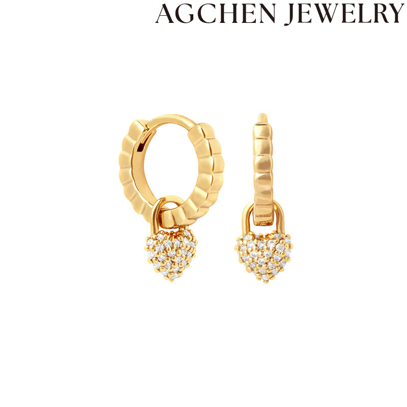 AG Heart-Shaped Zirconia Earrings