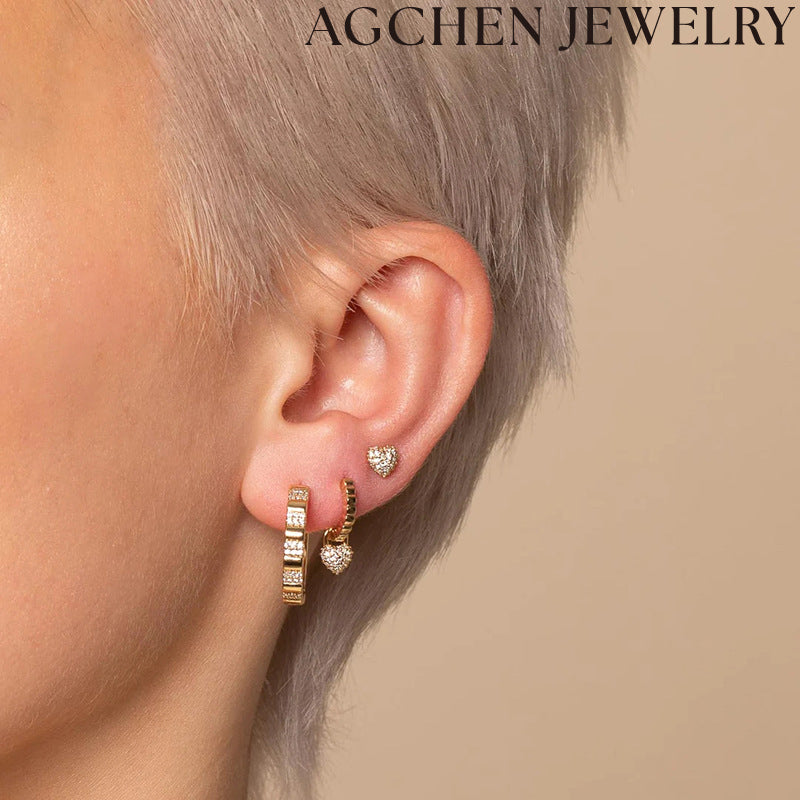 AG Heart-Shaped Zirconia Earrings