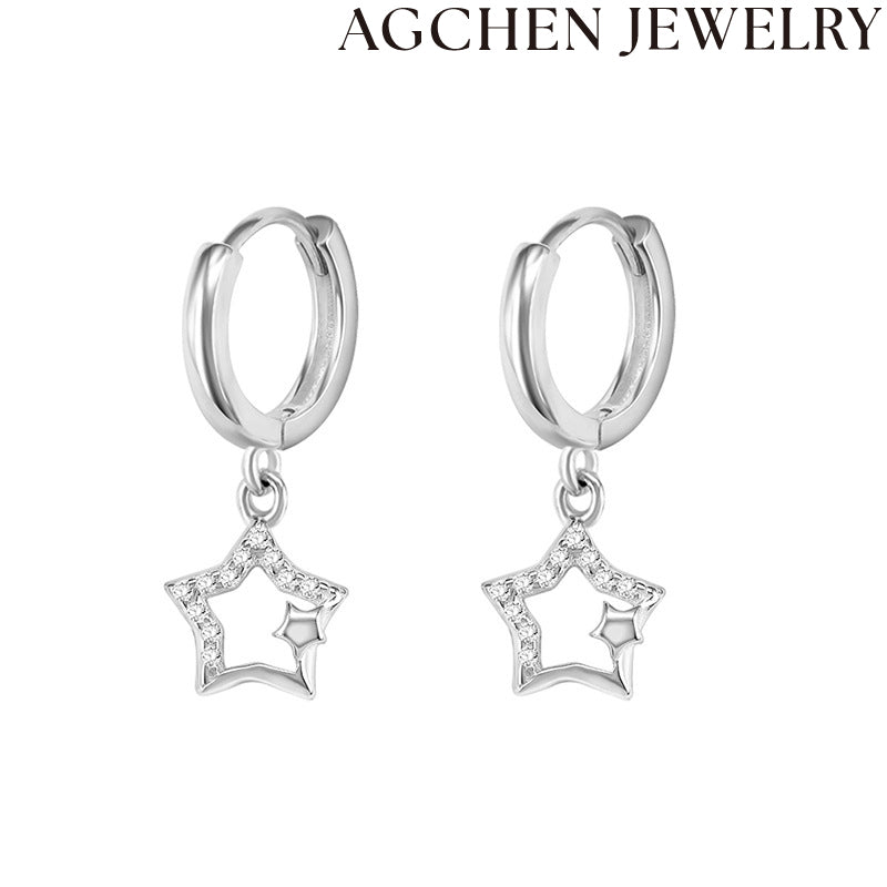 AG Star-Shaped Zirconia Earrings