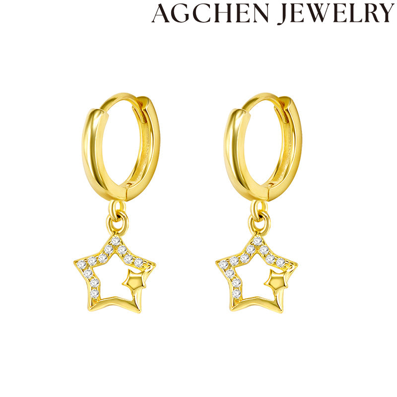 AG Star-Shaped Zirconia Earrings