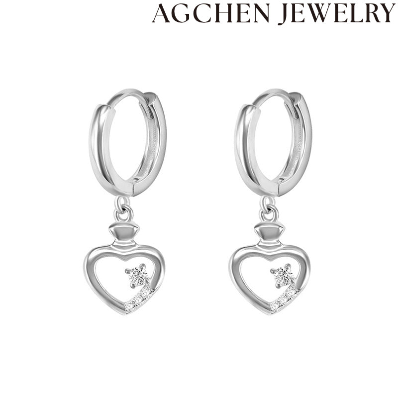 AG Heart-Shaped Zirconia Earrings