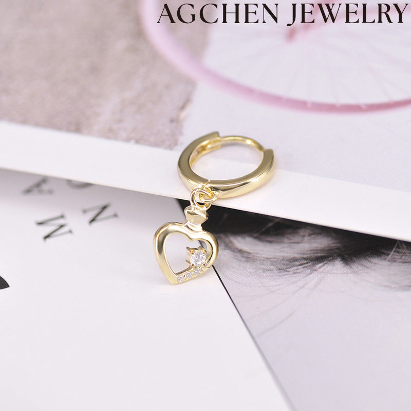 AG Heart-Shaped Zirconia Earrings
