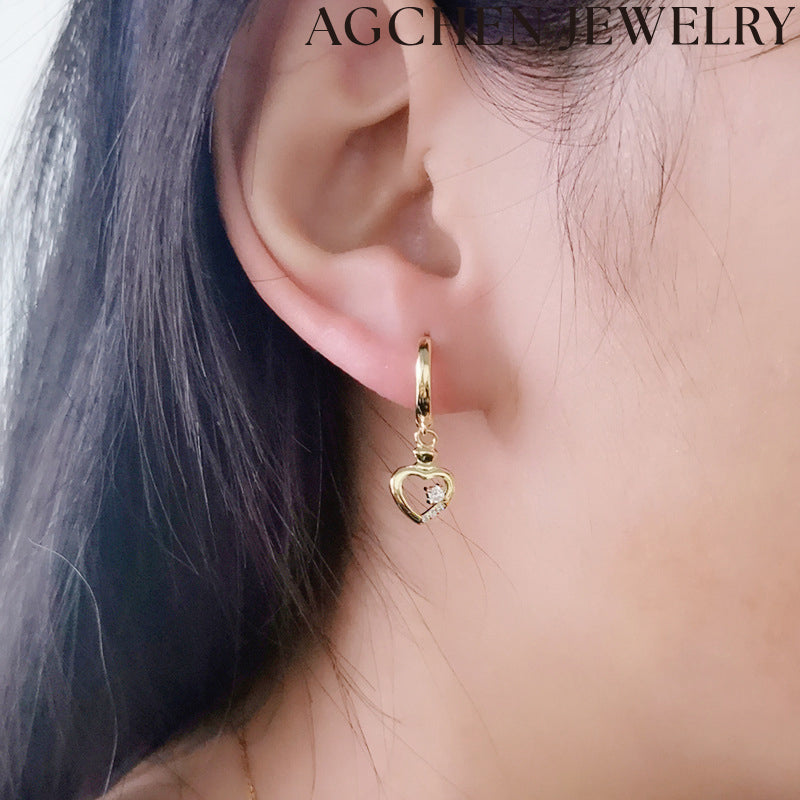 AG Heart-Shaped Zirconia Earrings