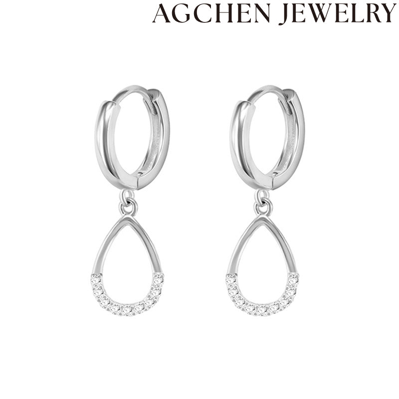 AG Hollow Teardrop Zirconia Earrings