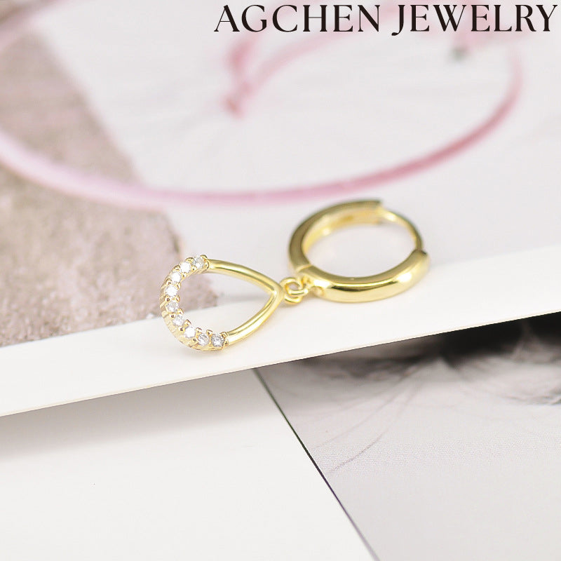 AG Hollow Teardrop Zirconia Earrings