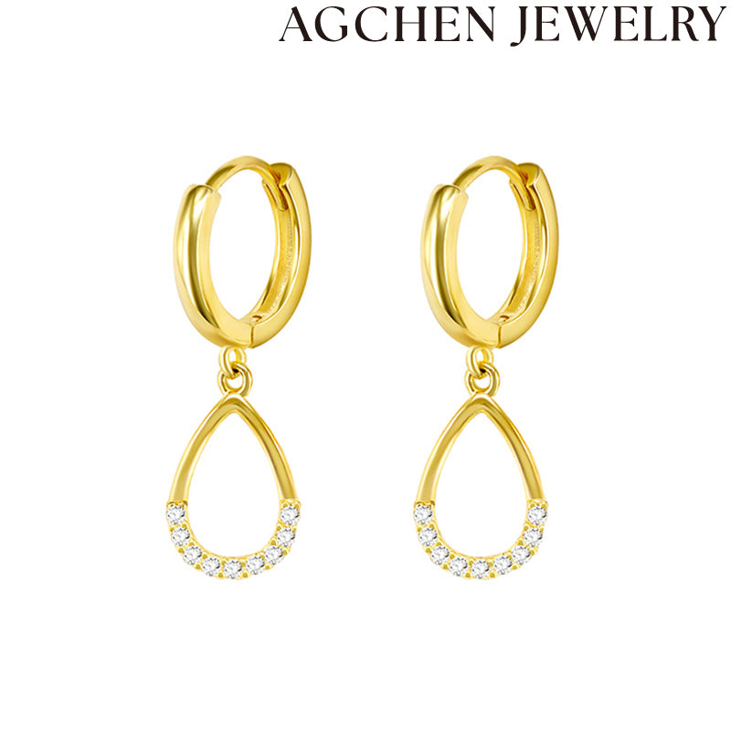 AG Hollow Teardrop Zirconia Earrings