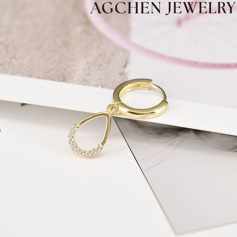 AG Hollow Teardrop Zirconia Earrings