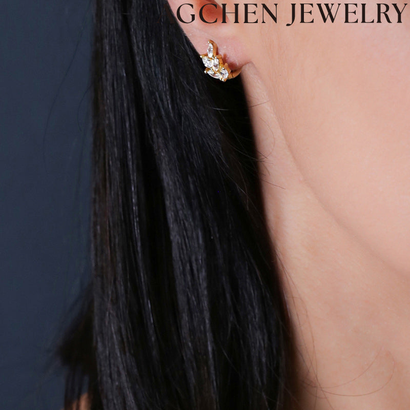 AG Leaf Zirconia Earrings