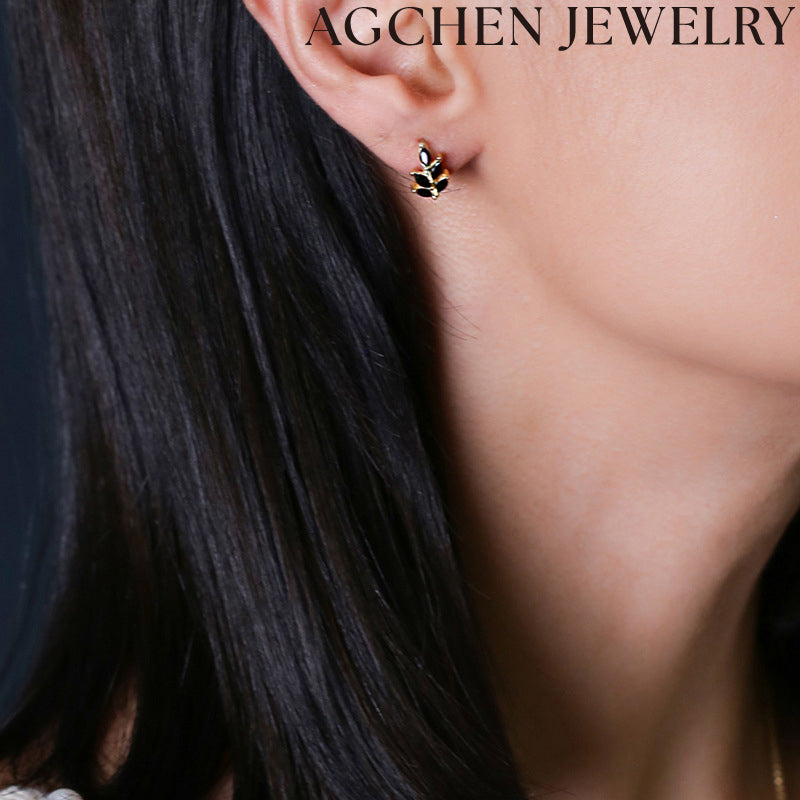 AG Leaf Zirconia Earrings