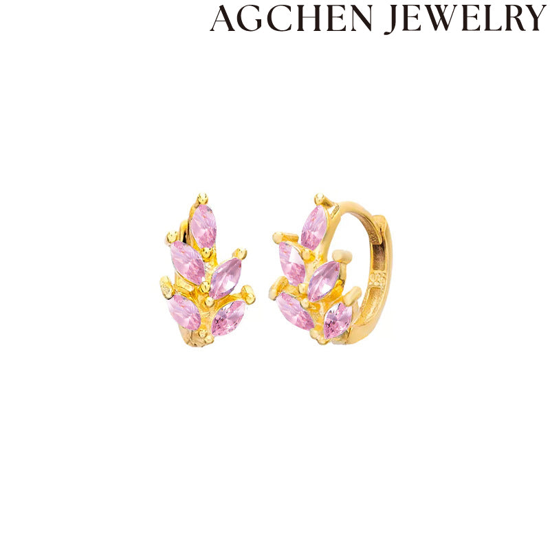 AG Leaf Zirconia Earrings