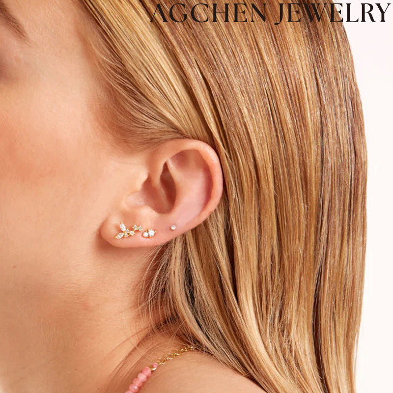 AG Asymmetrical Zirconia Earrings