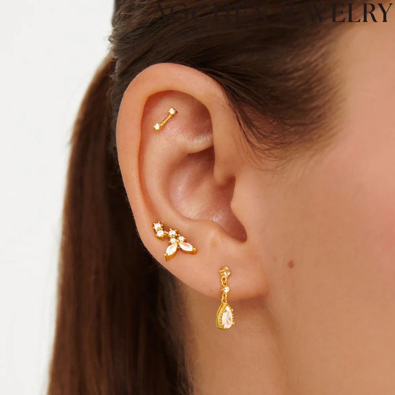 AG Asymmetrical Zirconia Earrings