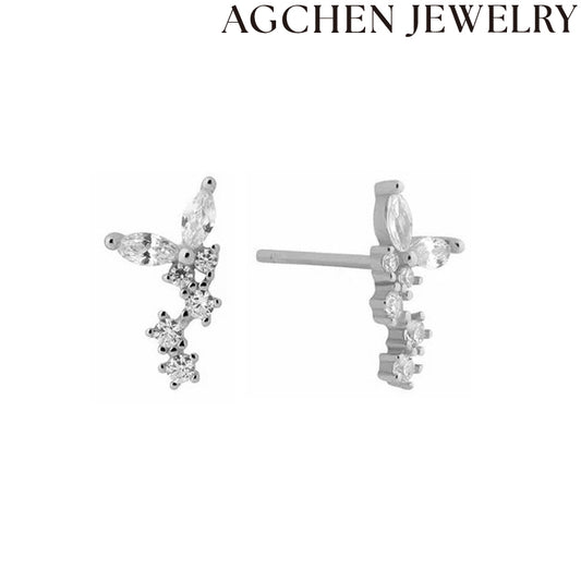 AG Asymmetrical Zirconia Earrings