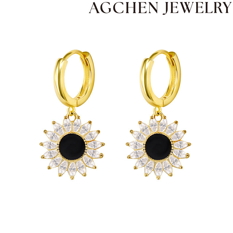 AG Black Sunflower Earrings