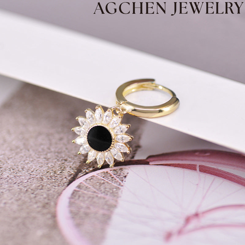 AG Black Sunflower Earrings