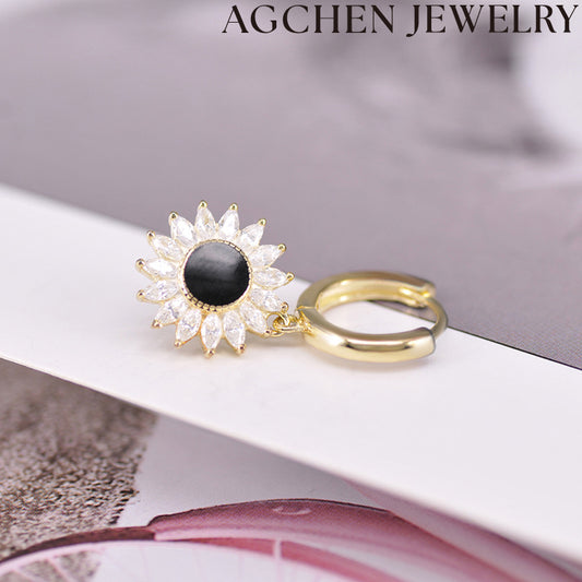 AG Black Sunflower Earrings