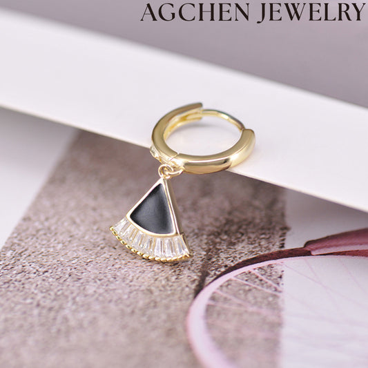 AG Black Triangle Zirconia Earrings