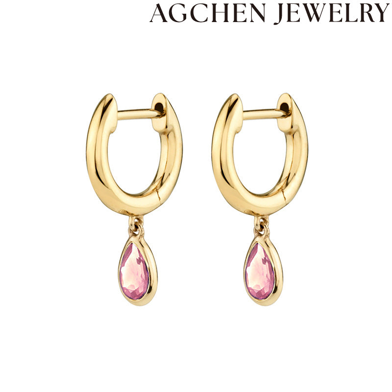 AG Teardrop Pink Zircon Earrings