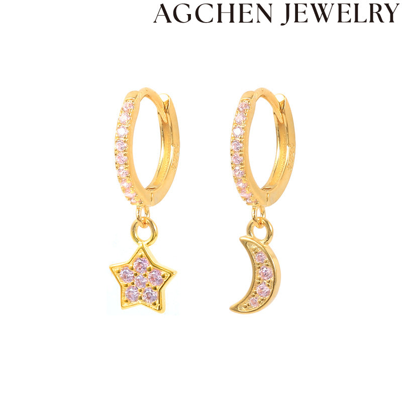 AG Pink Star Moon Earrings