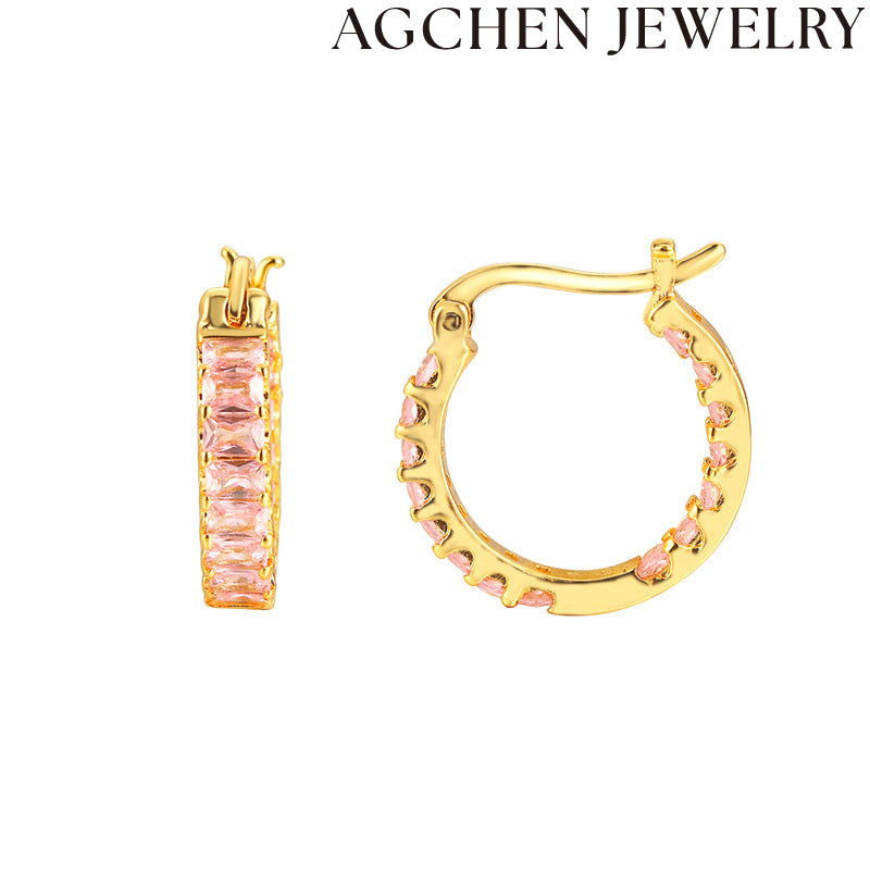 AG Elegant Pink Zircon Earrings