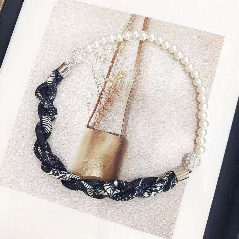 AG Chic Fusion Pearl Scarf Necklace Classic Elegance Redefined