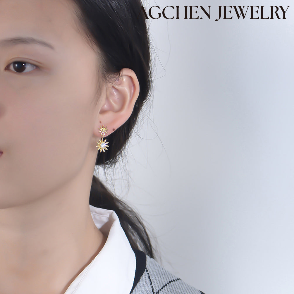 princess cut earrings flower stud earrings circle stud earrings