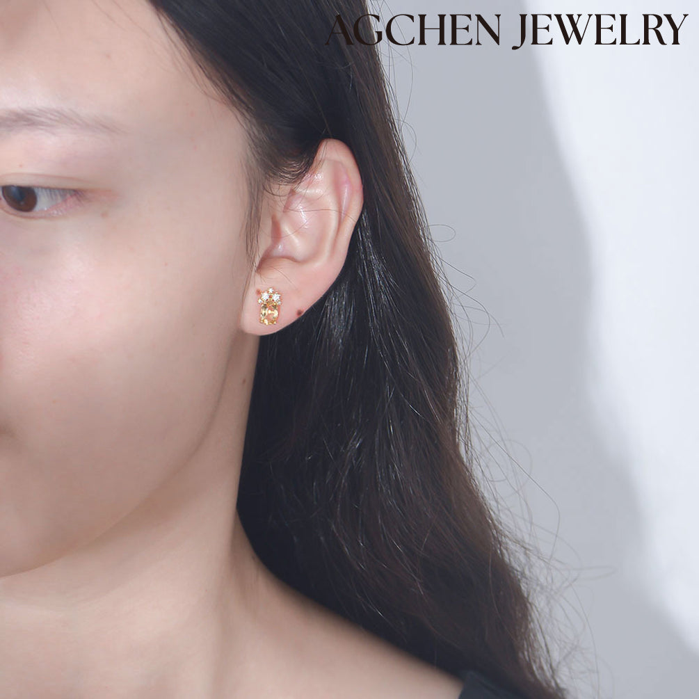 Champagne Cubic Zirconia Earrings agchenjewelry agjewelry agfashion cute earring