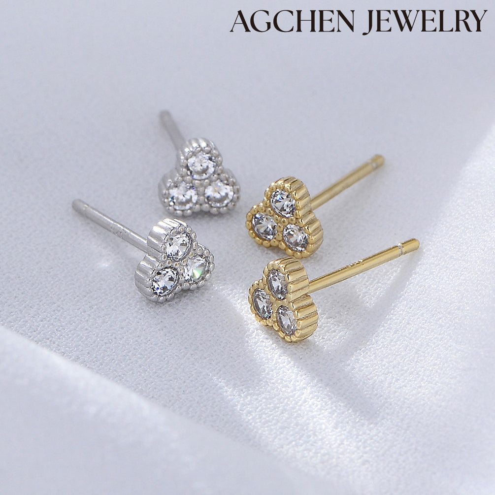 agchenjewelry 14k white gold hoop earrings surgical steel stud earrings