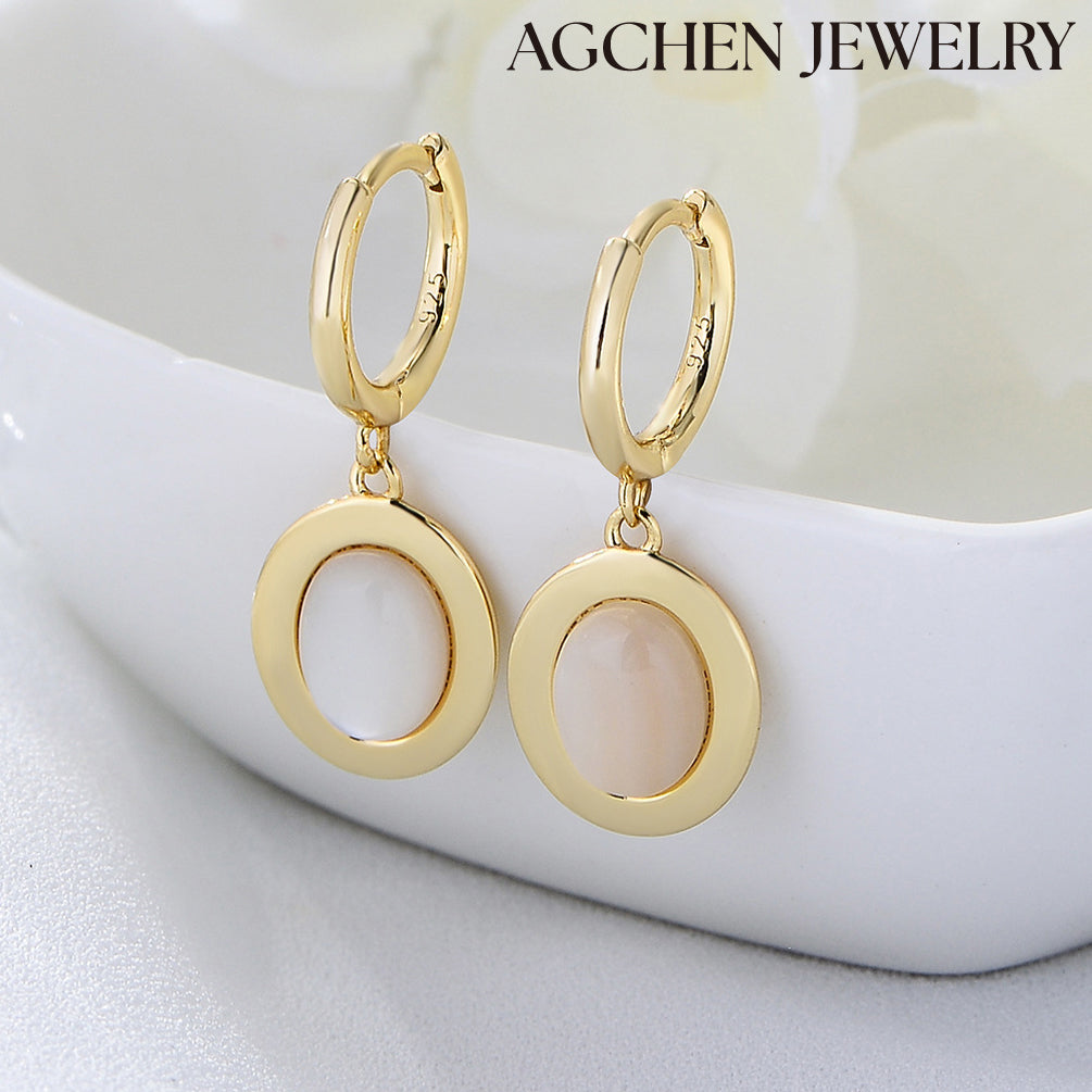 agchenjewelry Oval Moonstone Earrings agfashion circle stud earrings