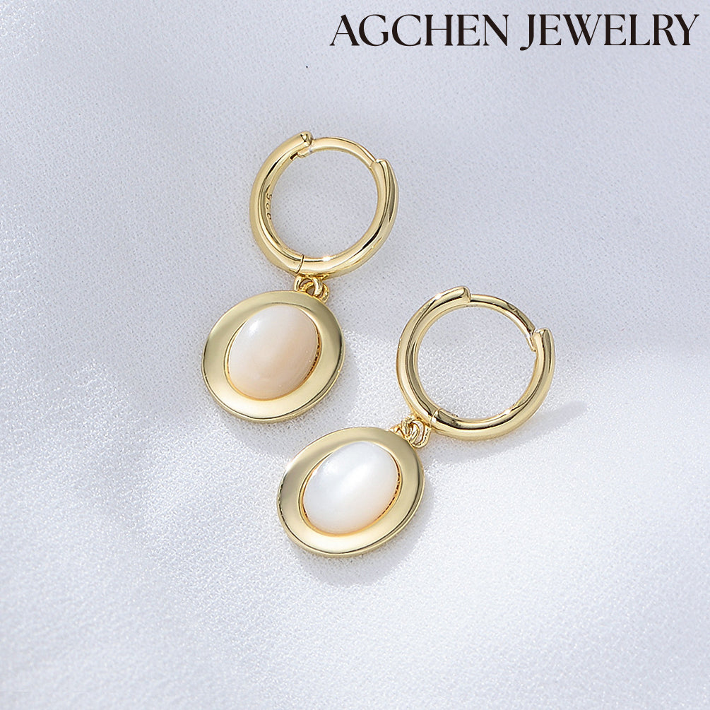 agchenjewelry Oval Moonstone Earrings agfashion gold circle earrings